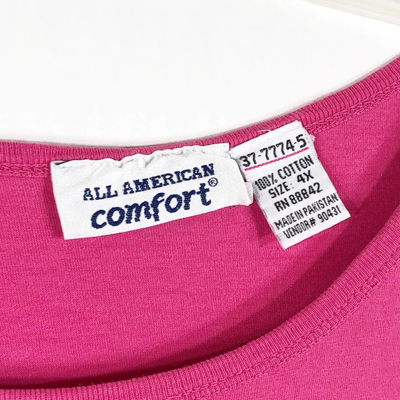 All American Comfort Plus Size 4X Top Pink Short Sleeve Scoop‎ Neck Cotton 1465 - Picture 5 of 5